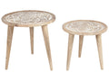 Set of 2 Side Tables SAKITA Mango Wood Brown/ White
