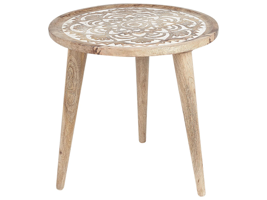 Set of 2 Side Tables SAKITA Mango Wood Brown/ White