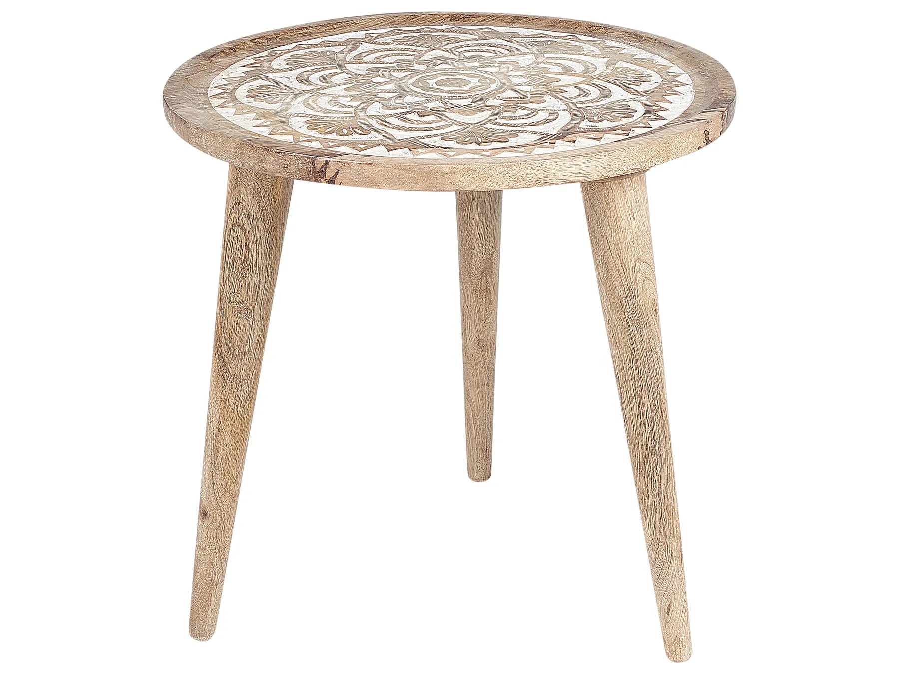 Set of 2 Side Tables SAKITA Mango Wood Brown/ White