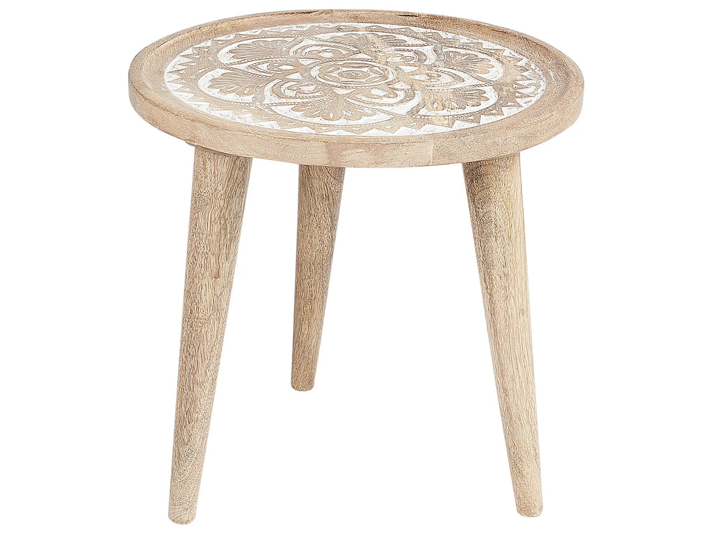 Set of 2 Side Tables SAKITA Mango Wood Brown/ White