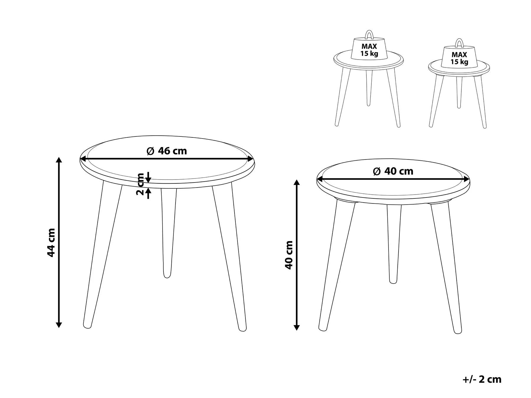 Set of 2 Side Tables SHARMA Mango Wood Brown/ Black