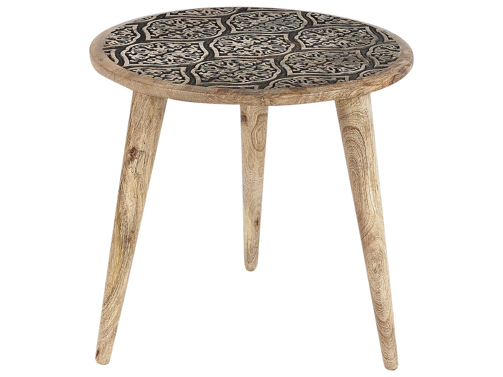 Set of 2 Side Tables SHARMA Mango Wood Brown/ Black
