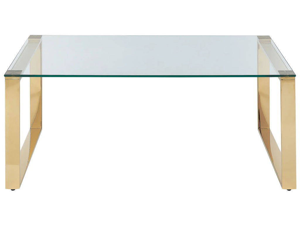 Coffee Table TILON Tempered Glass Gold