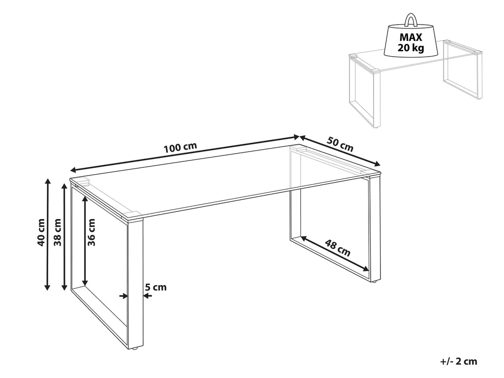 Coffee Table TILON Tempered Glass Gold