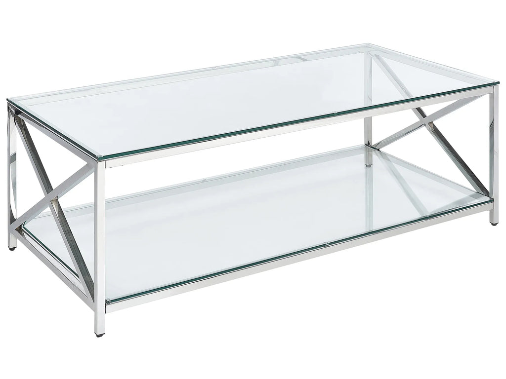 Coffee Table AUDET Tempered Glass Silver