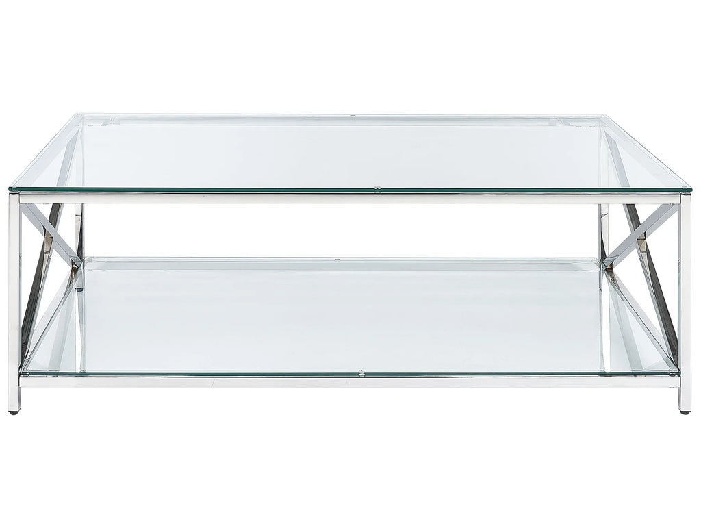 Coffee Table AUDET Tempered Glass Silver