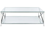 Coffee Table AUDET Tempered Glass Silver