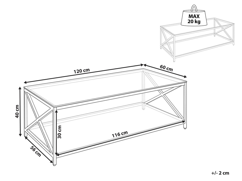 Coffee Table AUDET Tempered Glass Silver