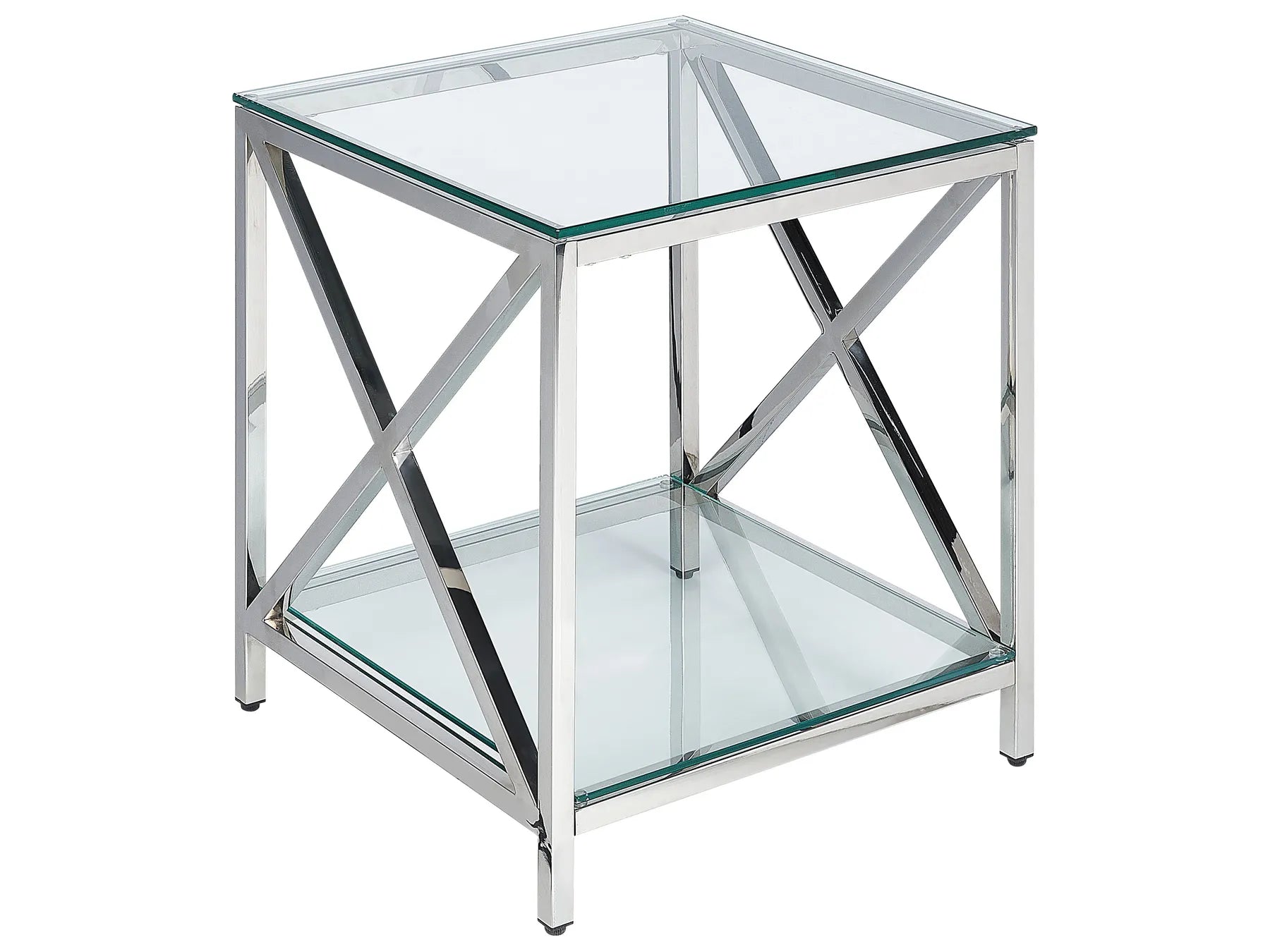 Side Table AUDET Tempered Glass Silver