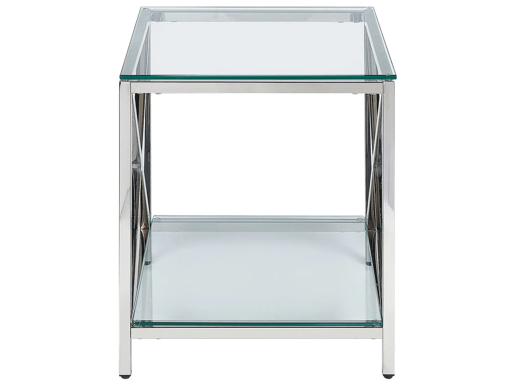 Side Table AUDET Tempered Glass Silver