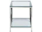 Side Table AUDET Tempered Glass Silver