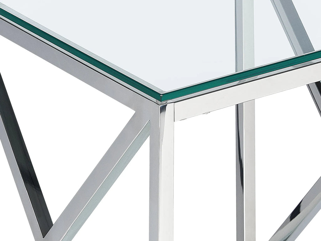 Side Table AUDET Tempered Glass Silver