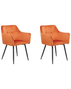Set of 2 Dining Chairs JASMIN Velvet Orange
