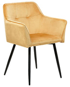 Set of 2 Dining Chairs JASMIN Velvet Mustard