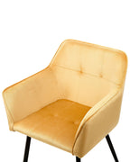 Set of 2 Dining Chairs JASMIN Velvet Mustard