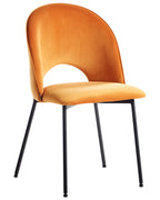 Set of 2 Dining Chairs COVELO Velvet Orange
