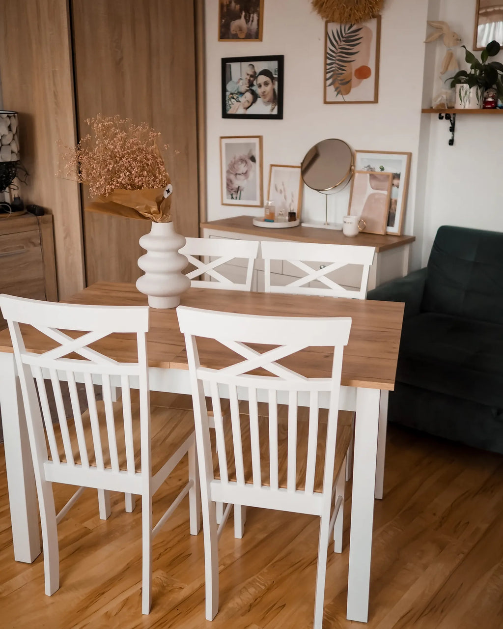 Set of 2 Dining Chairs HOUSTON Wood White