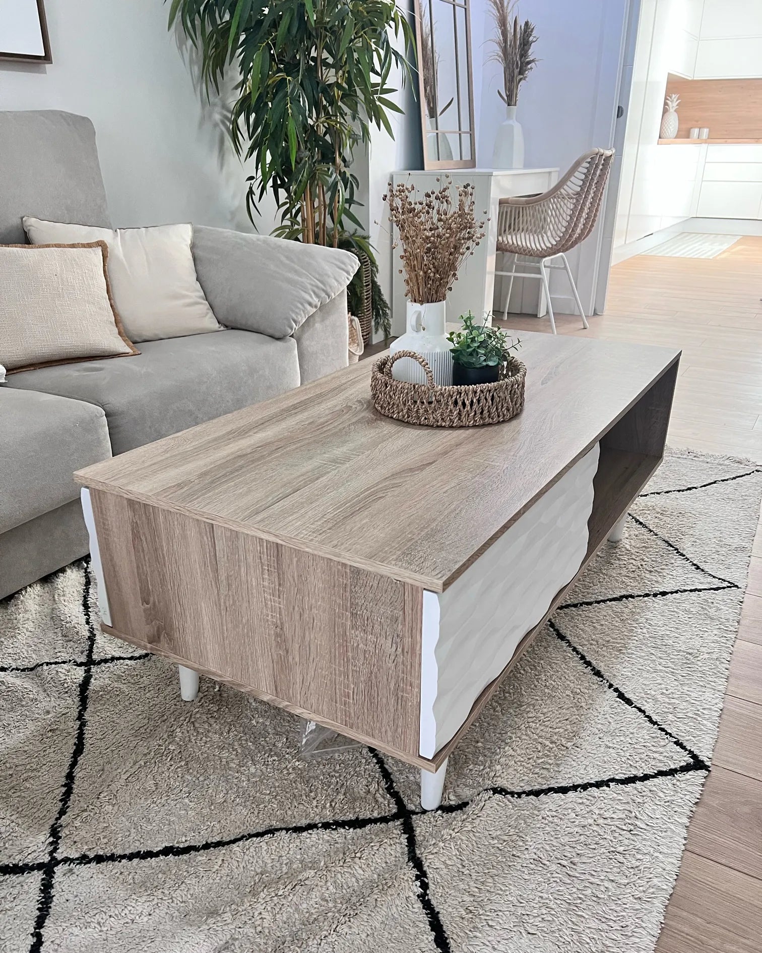 Coffee Table SWANSEA Light Brown with Storage