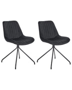 Set of 2 Dining Chairs NAVASOTA Velvet Black
