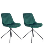 Set of 2 Dining Chairs NAVASOTA Velvet Emerald Green