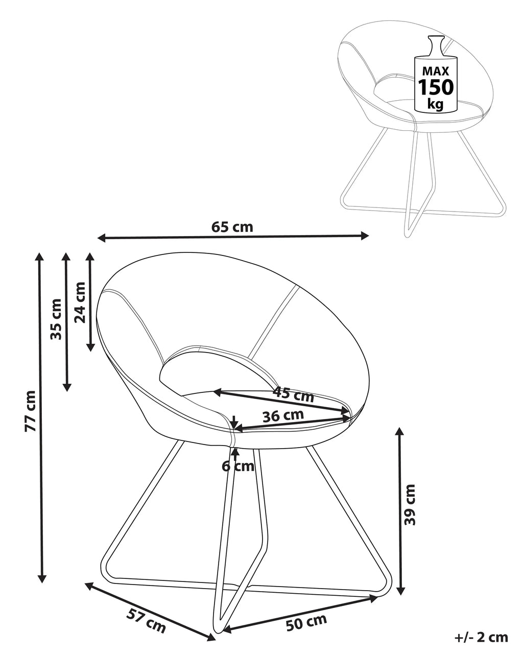 Dining Chair RACHEL Velvet Off-White