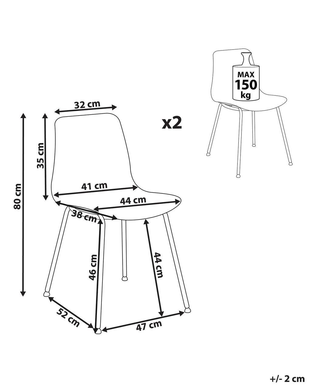 Set of 2 Dining Chairs LOOMIS White