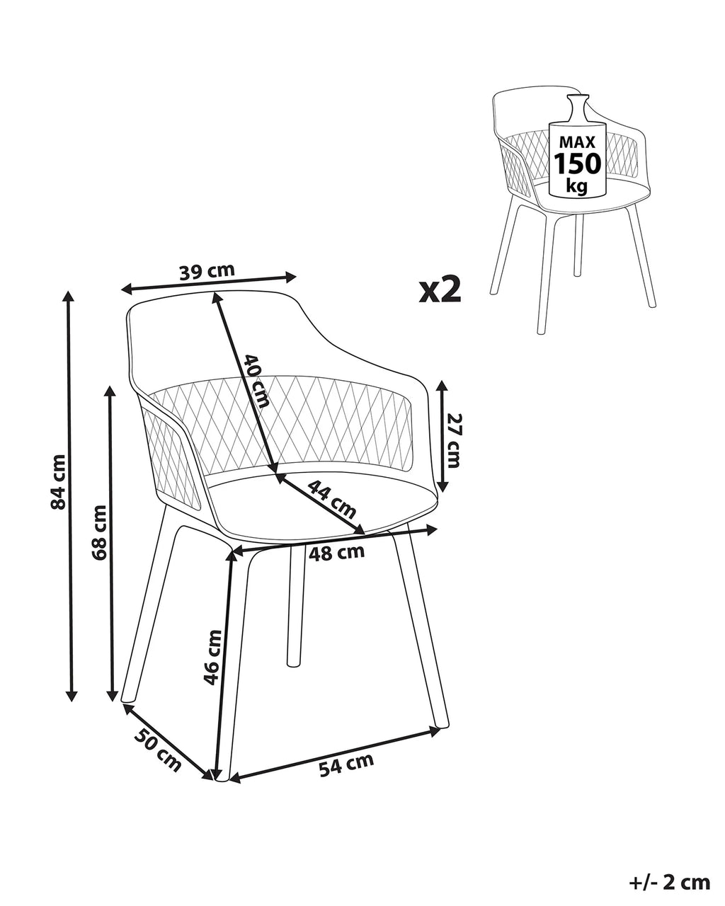 Set of 2 Dining Chairs ALMIRA Light Grey
