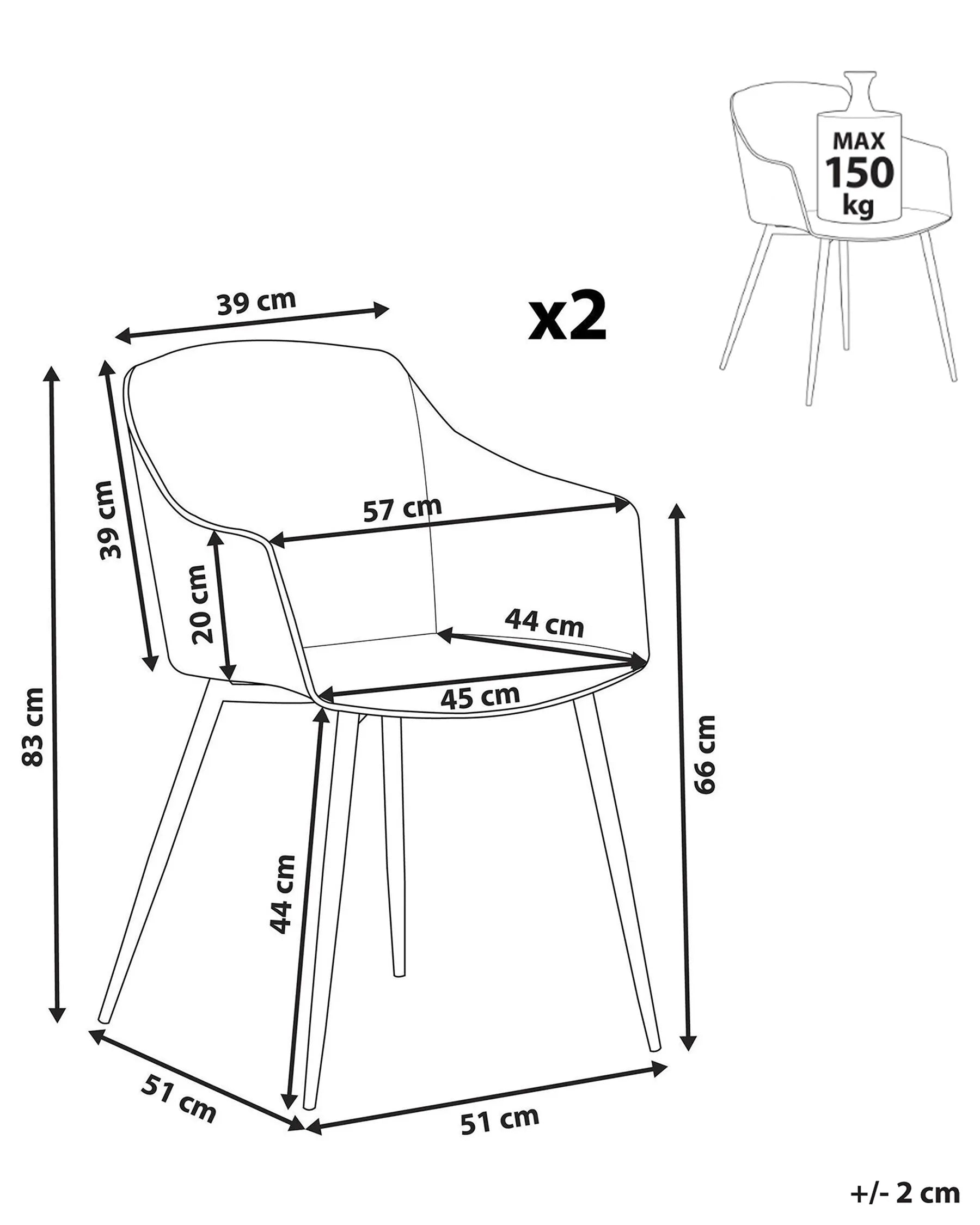 Set of 2 Dining Chairs FONDA II White