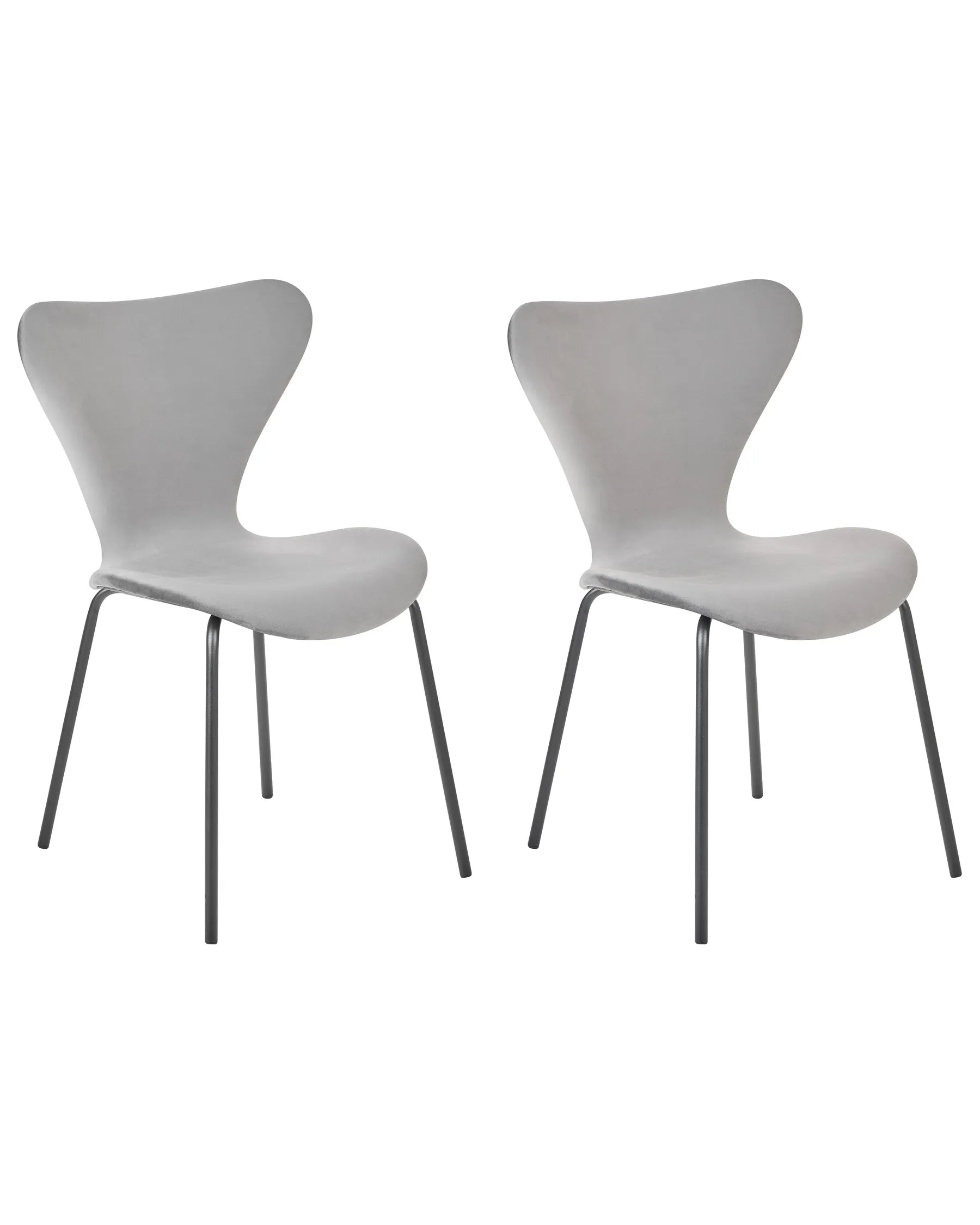 Set of 2 Dining Chairs BOONVILLE Velvet Light Grey
