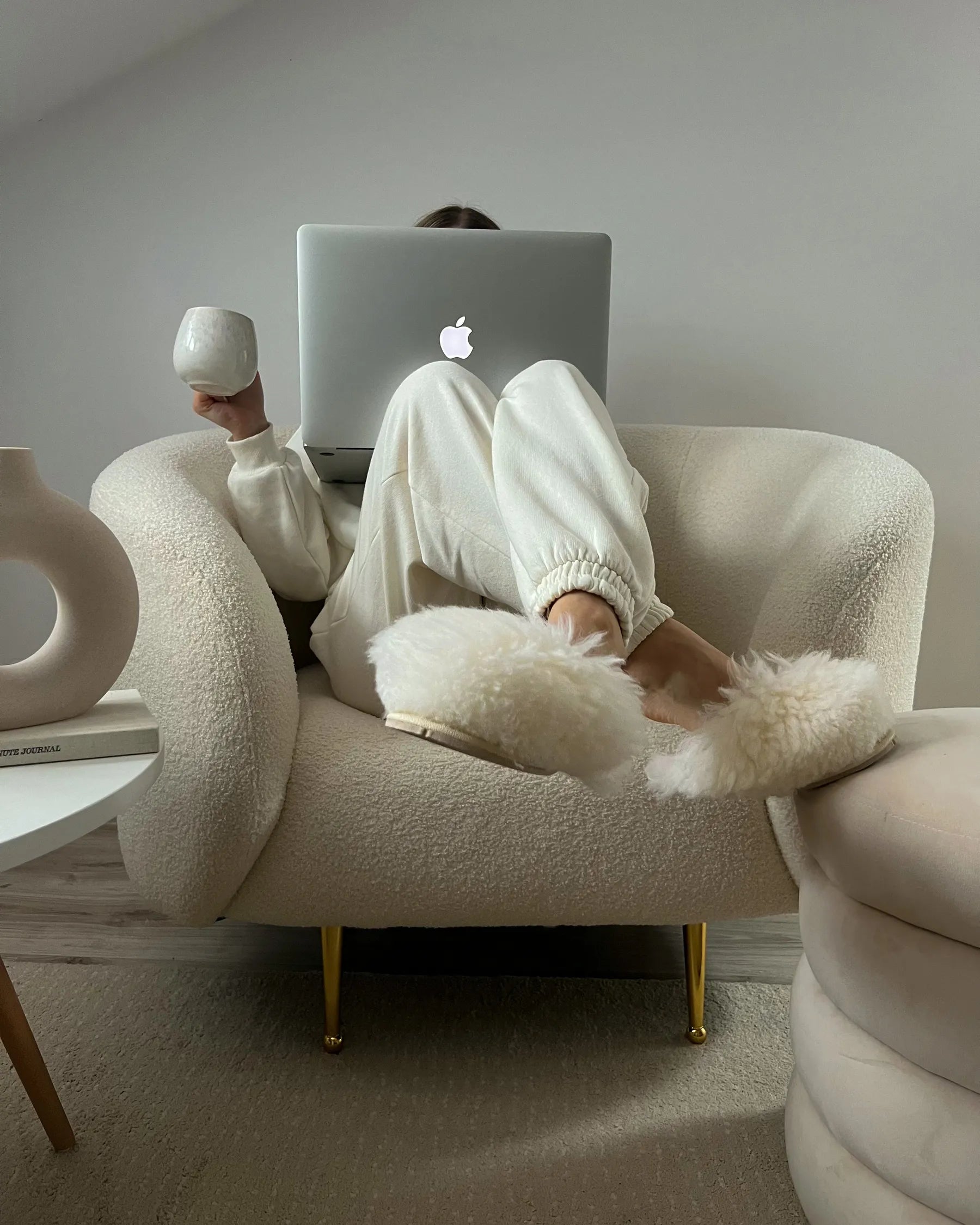 Armchair LOEN Boucle White