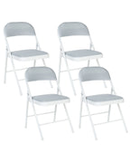 Set of 4 Folding Chairs SPARKS Light Grey/ White