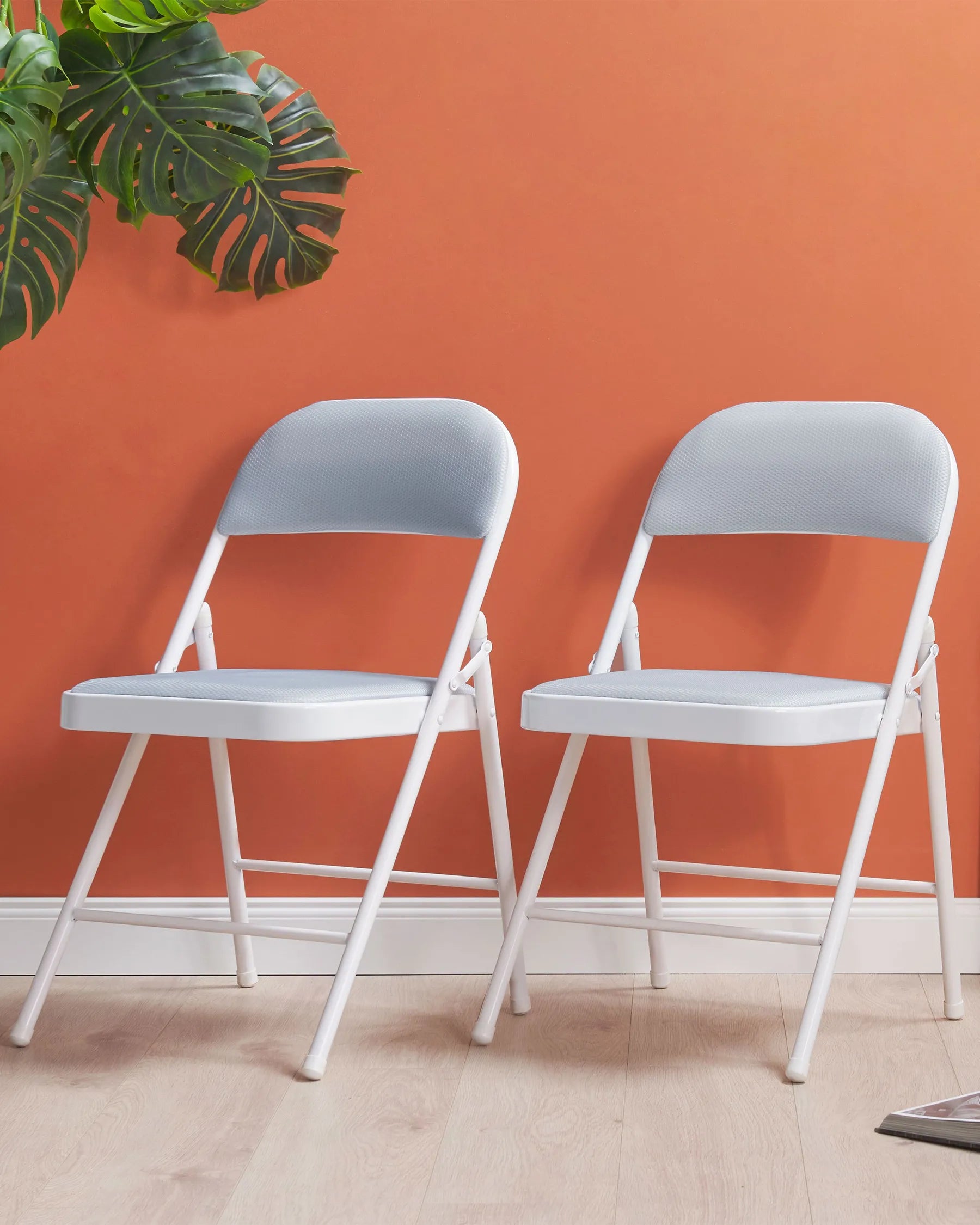 Set of 4 Folding Chairs SPARKS Light Grey/ White