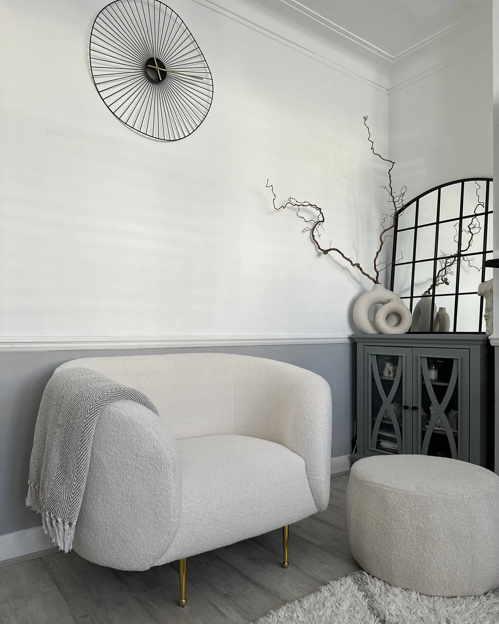 Armchair LOEN Boucle White