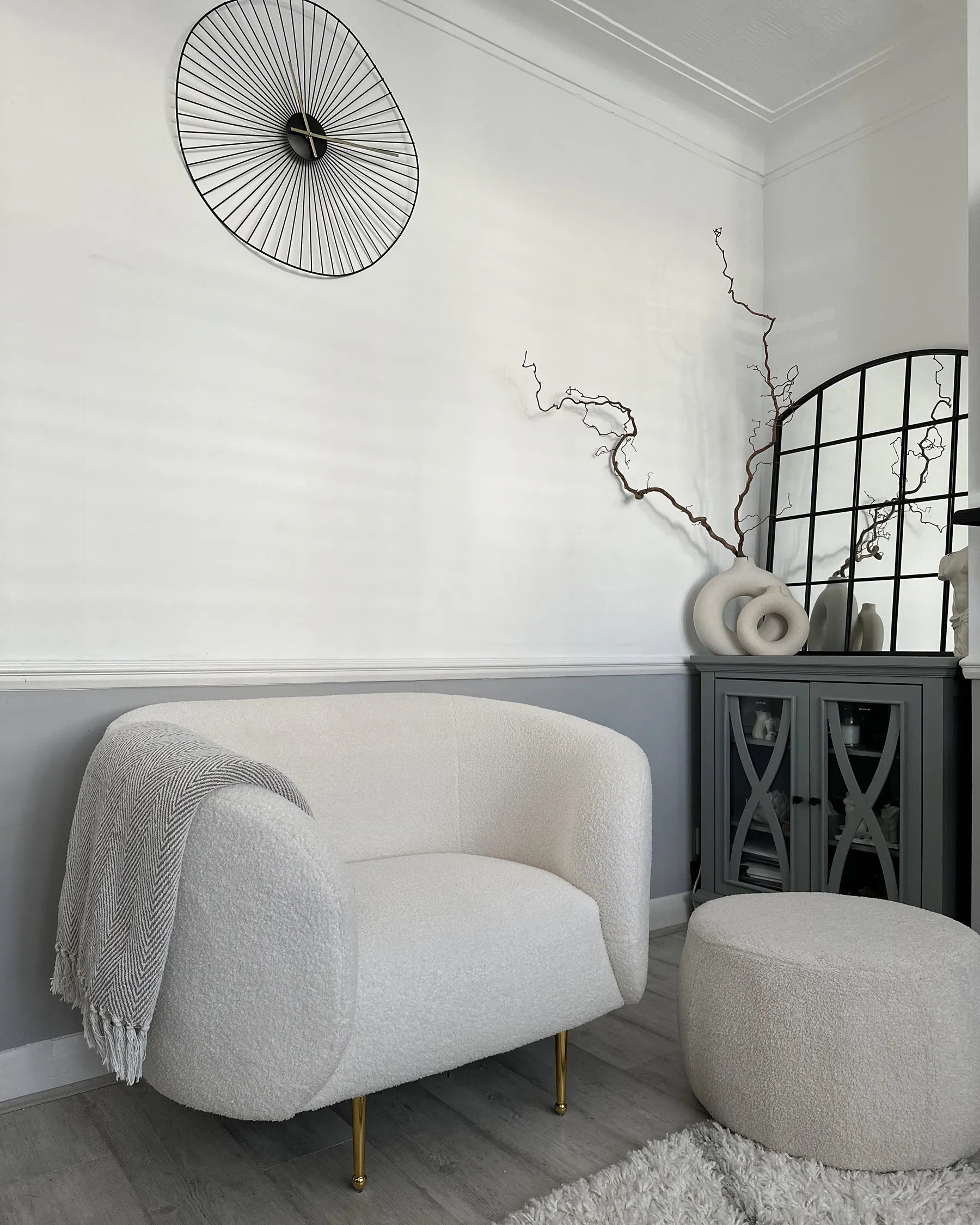 Armchair LOEN Boucle White