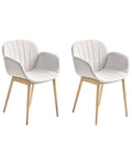 Set of 2 Dining Chairs ALICE Fabric Light Grey