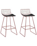 Set of 2 Bar Chairs FREDONIA Metal Rose Gold