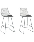 Set of 2 Bar Chairs BISBEE Metal Silver