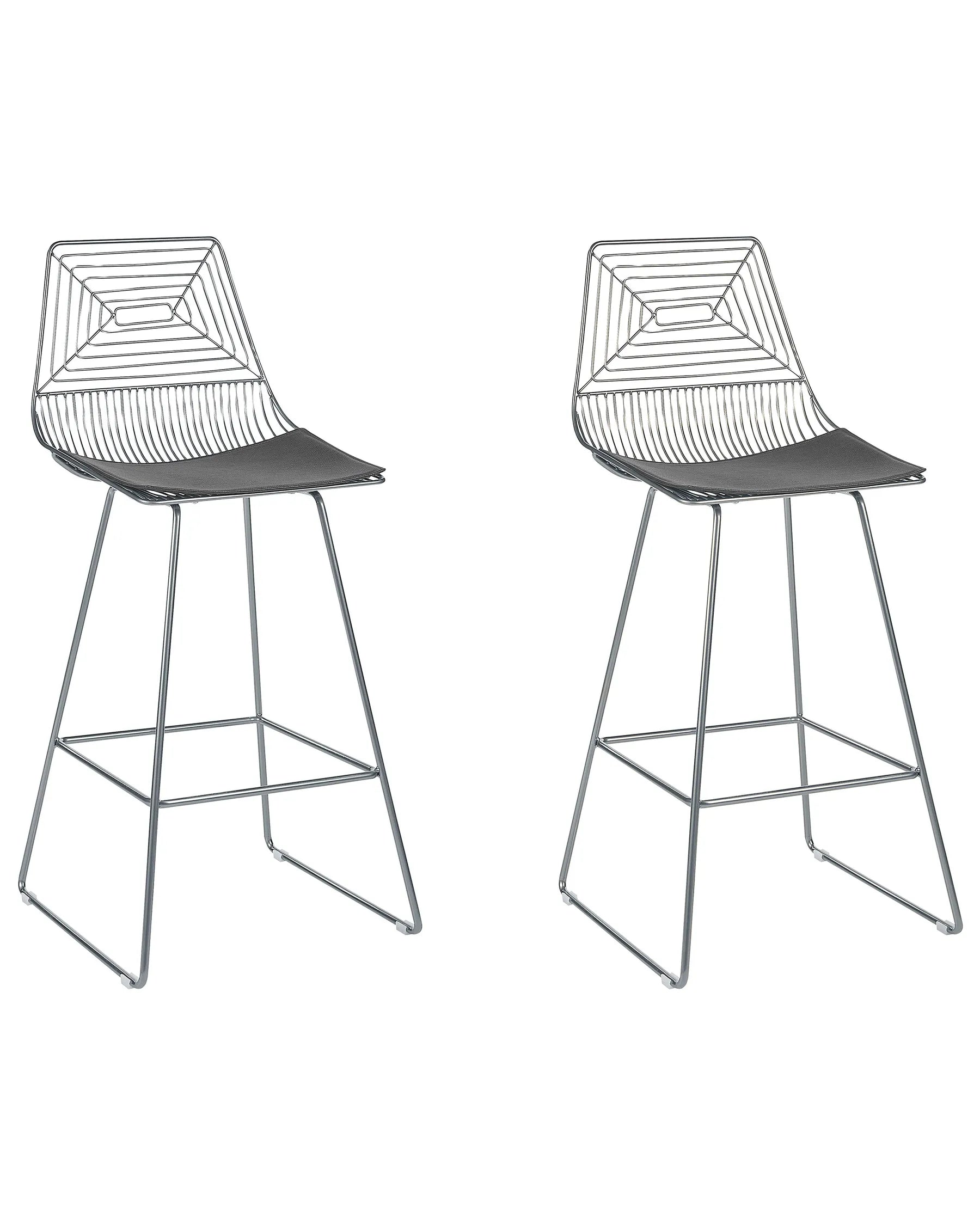 Set of 2 Bar Chairs BISBEE Metal Silver