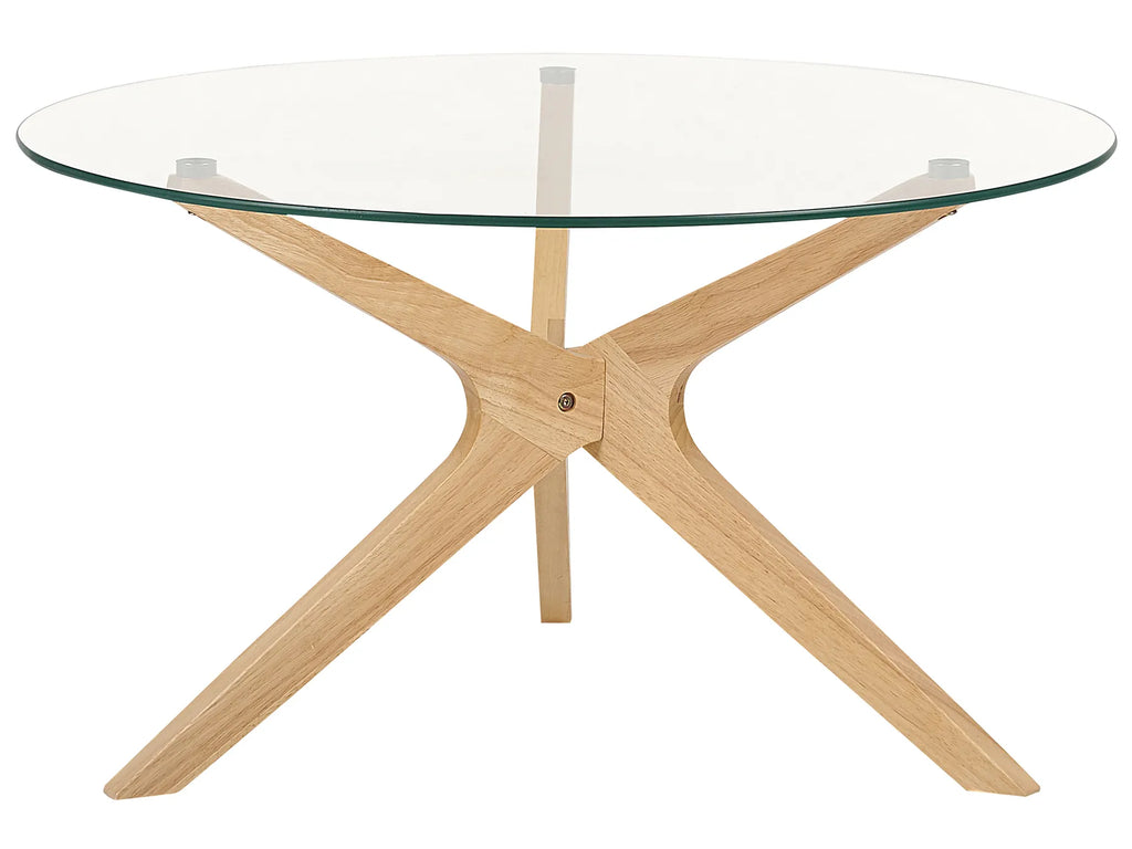 Coffee Table VALLEY Tempered Glass Light Brown