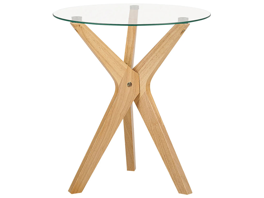 Side Table VALLEY Tempered Glass Light Brown