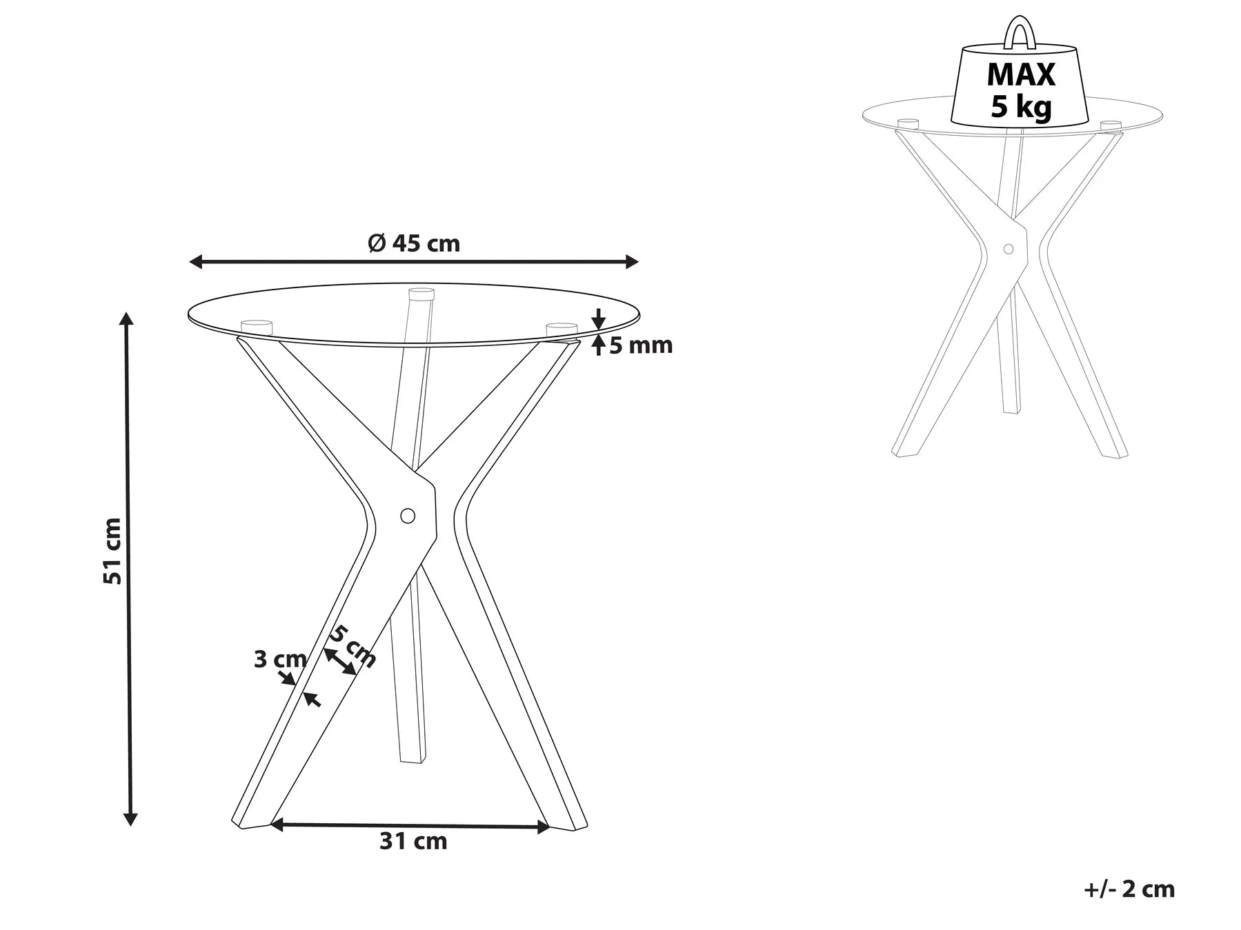 Side Table VALLEY Tempered Glass Light Brown