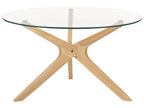 Set of 2 Coffee Tables VALLEY Tempered Glass Light Brown