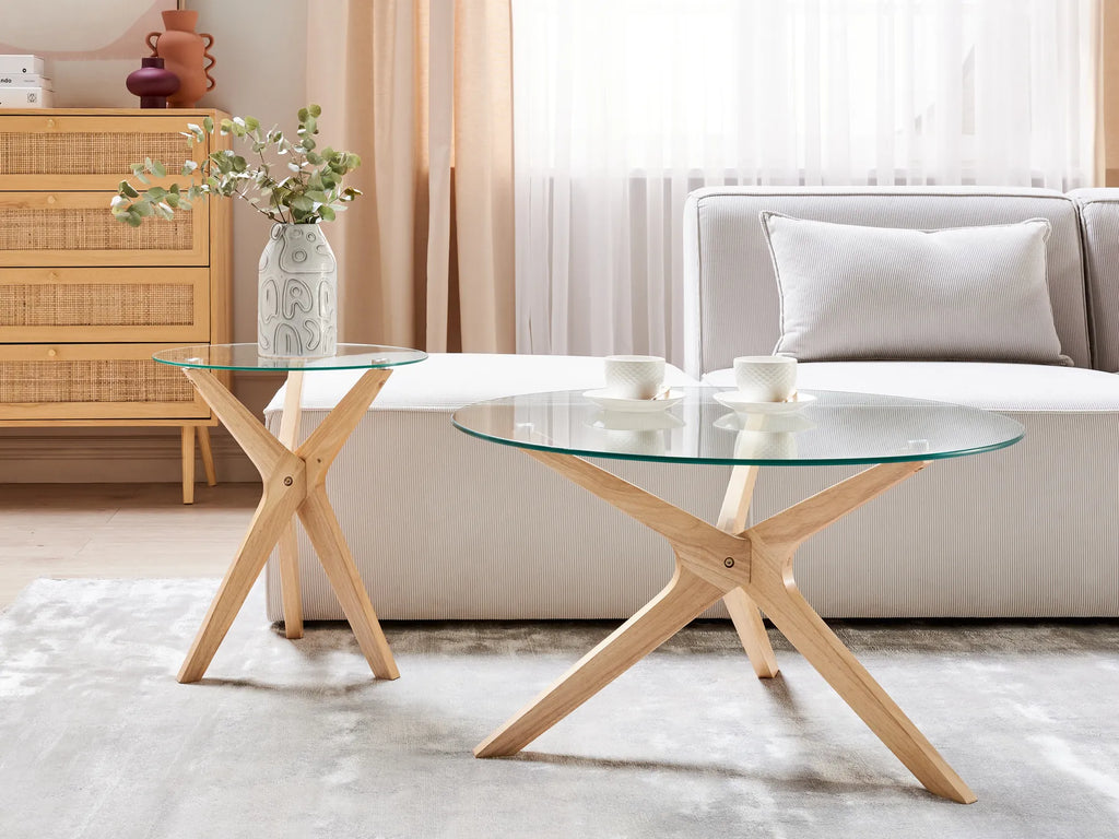 Coffee Table VALLEY Tempered Glass Light Brown
