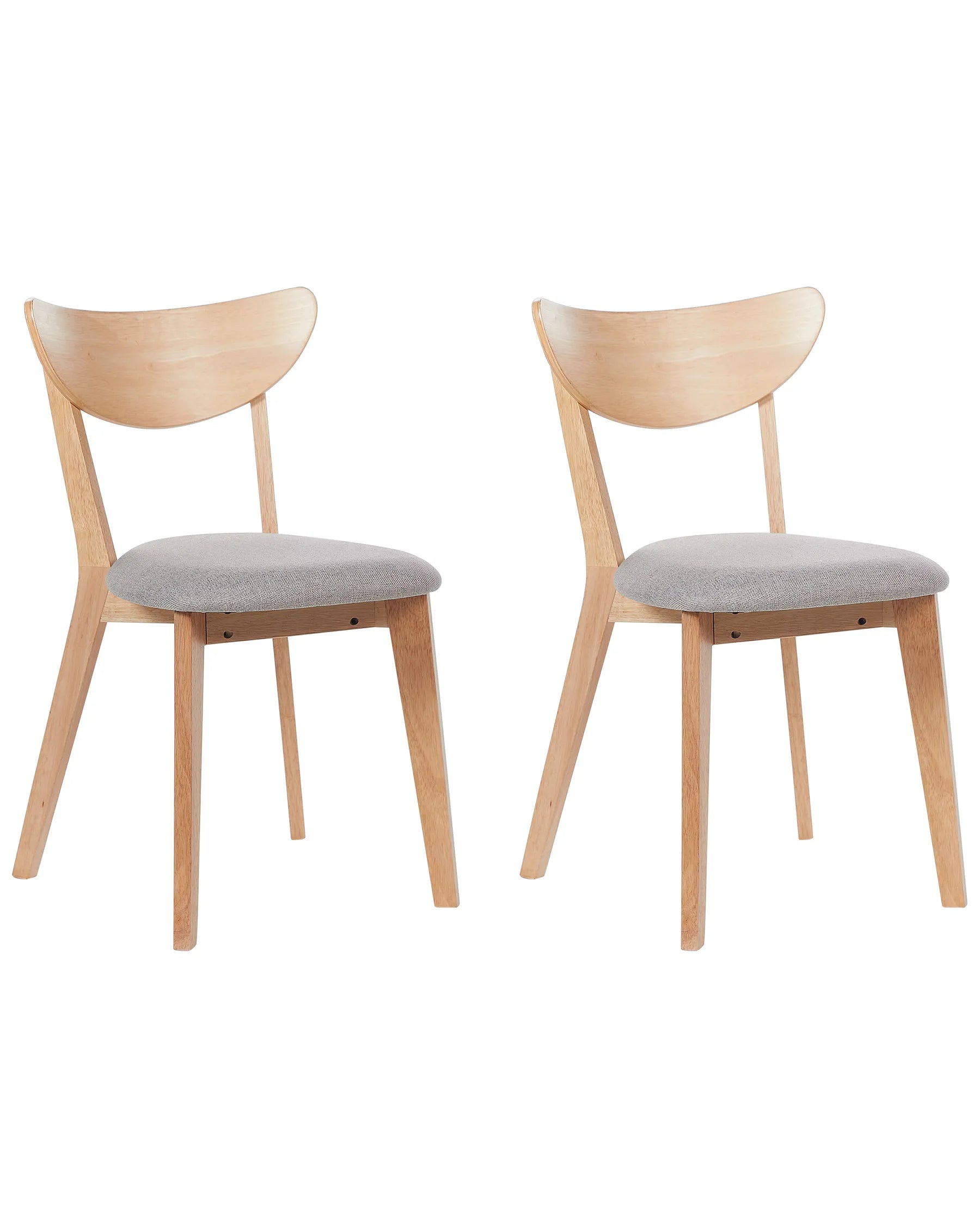 Set of 2 Dining Chairs ERIE Wood Light Brown/ Grey