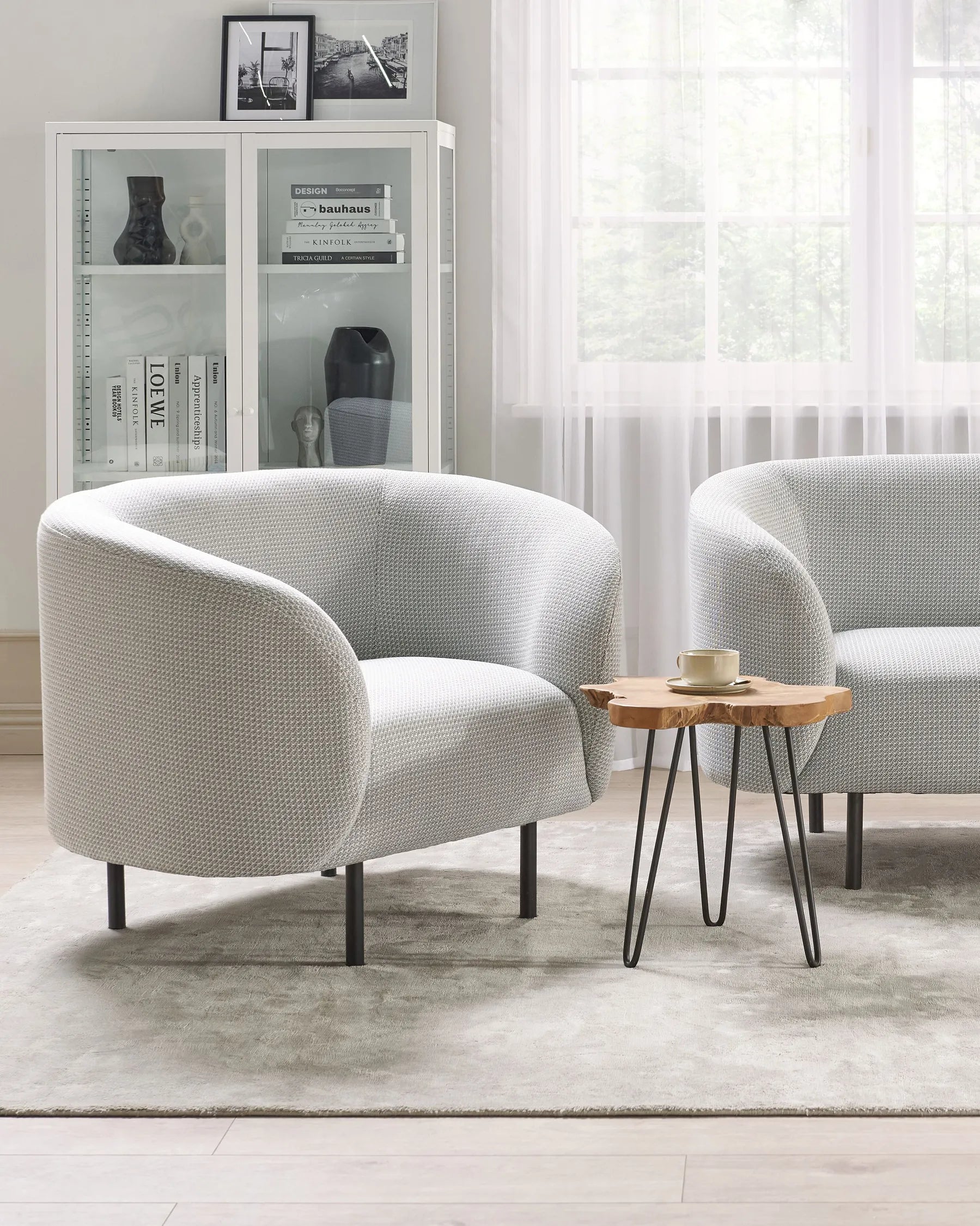 Armchair LOEN Fabric Black/ White