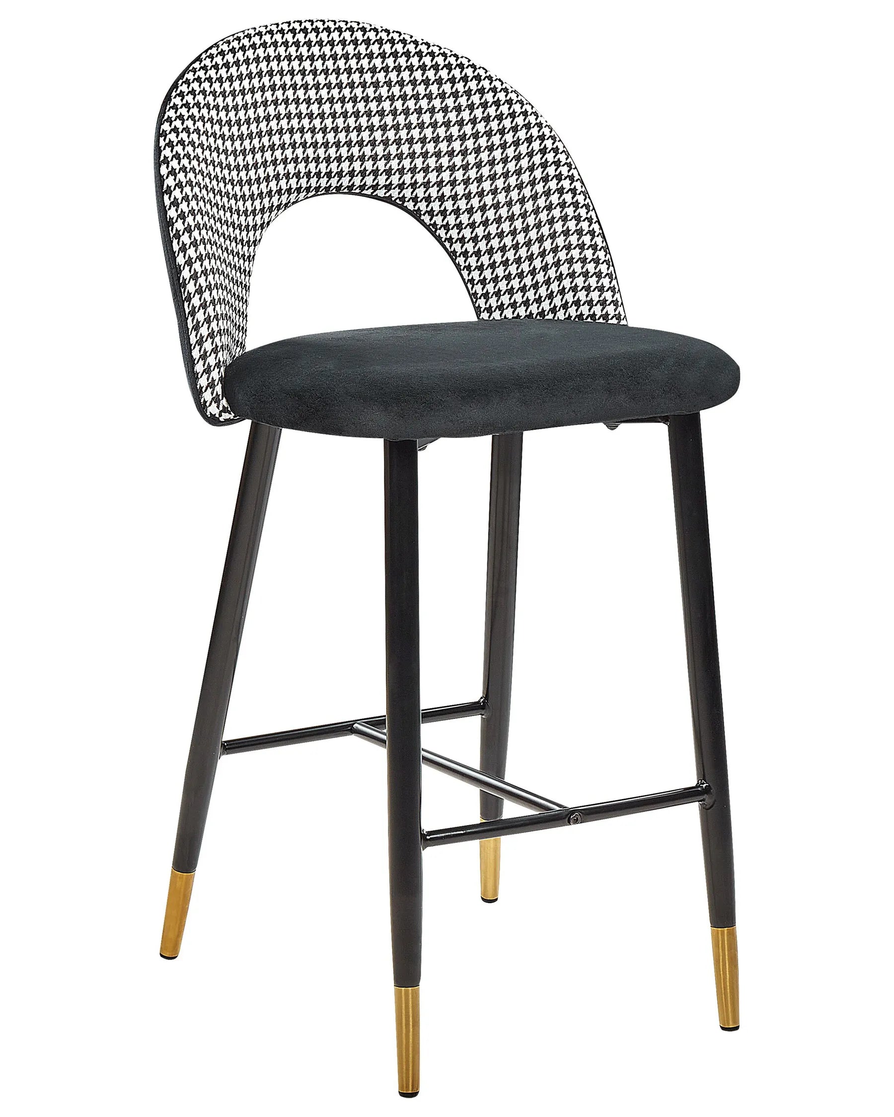 Set of 2 Bar Chairs FALTON Velvet Black/ White