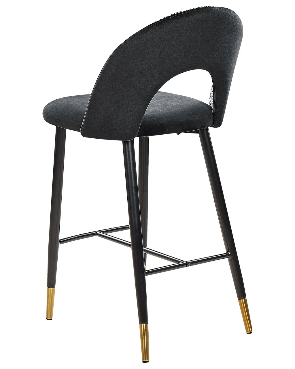 Set of 2 Bar Chairs FALTON Velvet Black/ White