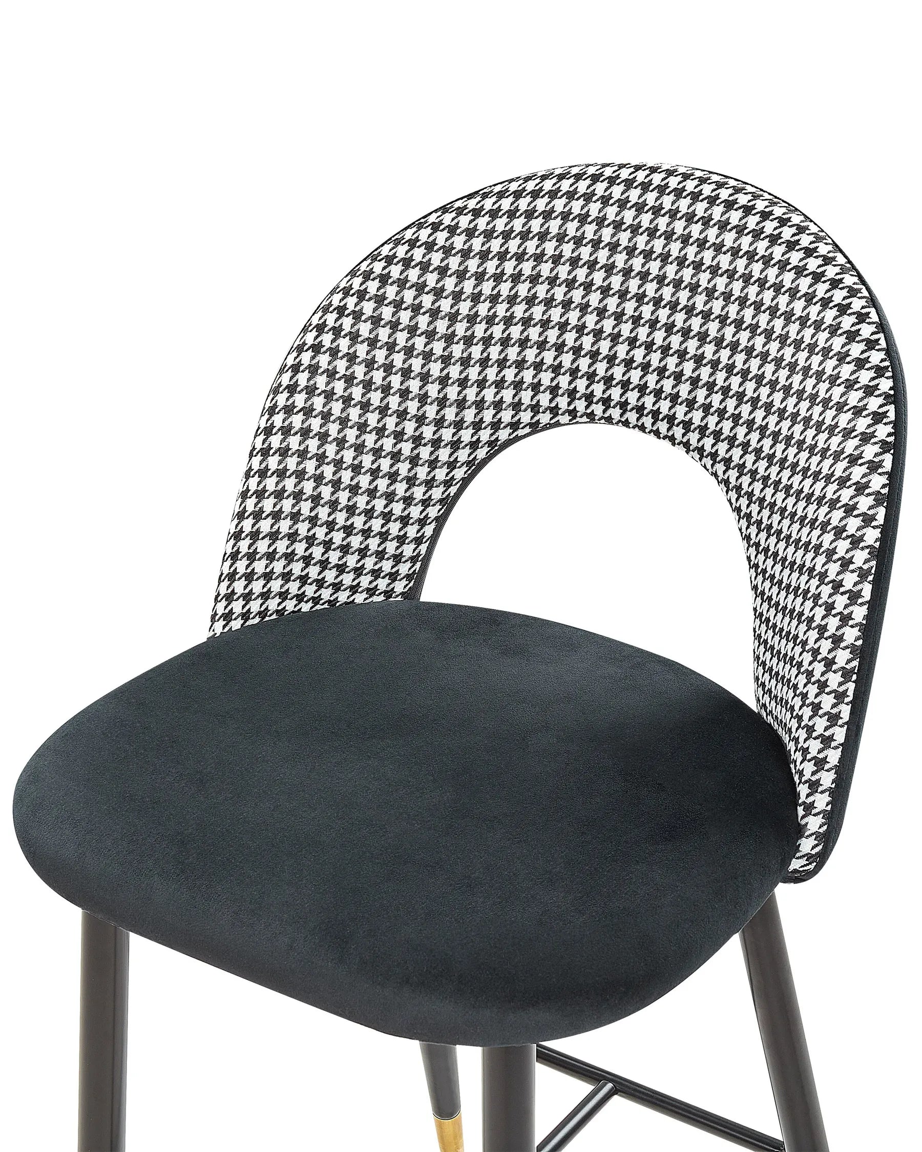 Set of 2 Bar Chairs FALTON Velvet Black/ White