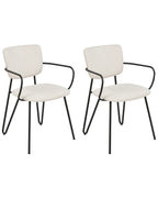 Set of 2 Dining Chairs ELKO Fabric Off-White