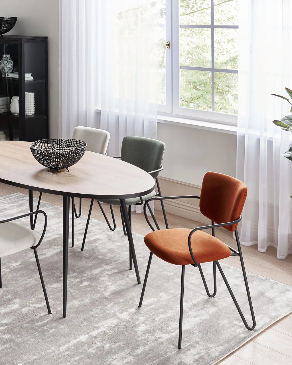Set of 2 Dining Chairs ELKO Fabric Orange